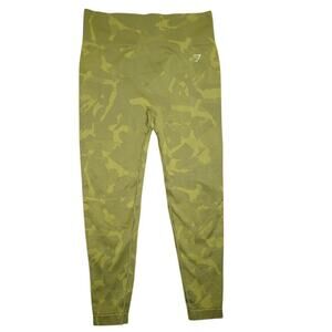 Gymshark Adapt Camo Seamless Scrunch Leggings – Green Camo – Size S